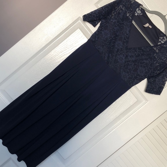 ASOS Maternity and Nursing Navy Blue Lace Dress - Picture 2 of 5